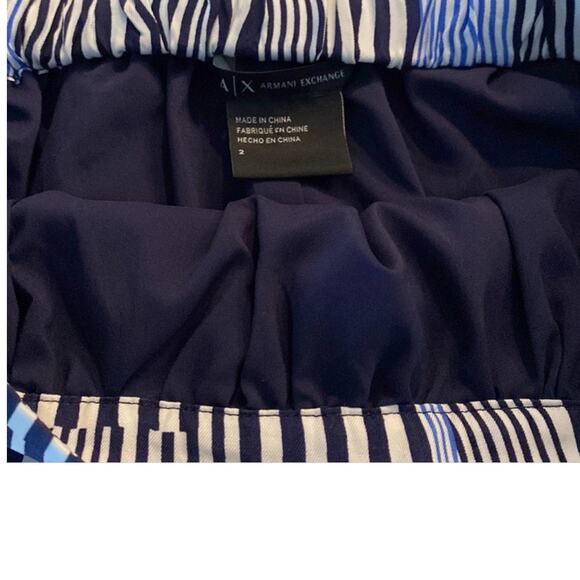 Armani Exchange Blue & White Nautical Striped Mini Skirt - Size Women's 2 - Picture 4 of 4